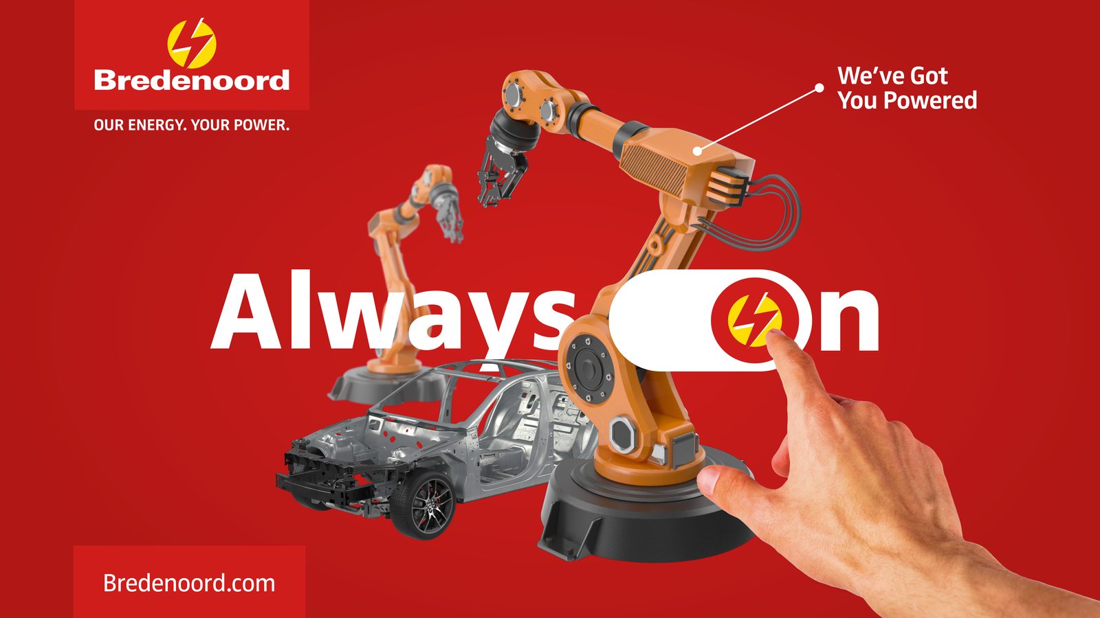 Bredenoord Always-on banner met industriële robotarm