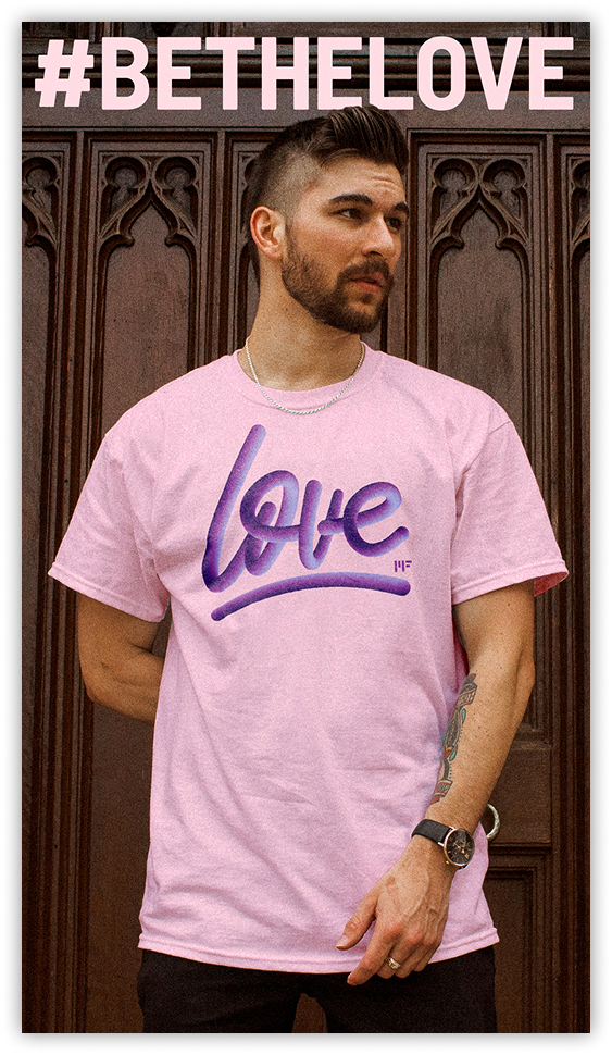 Model in #BeTheLove T-shirt