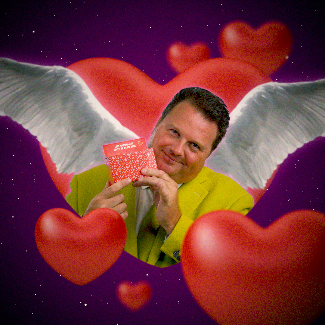Stibat valentijnsactie: engel met batterijbox